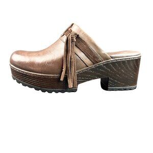 B.O.C. Womens Brown Leather Block Heel Platform Mule Clogs Shoes US sz 8 EUC